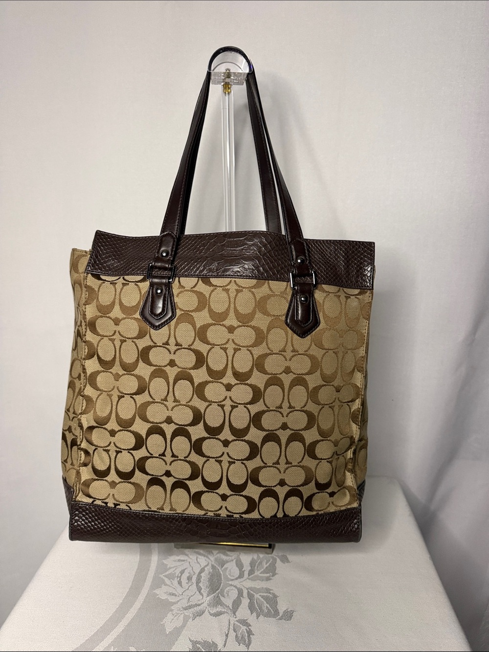 Coach Charlie Signature Python Tote - Picture 2 of 7